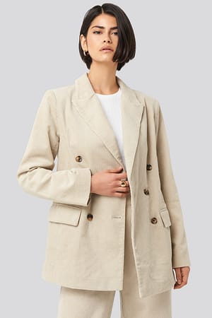 Sand Corduroy Double Breasted Blazer
