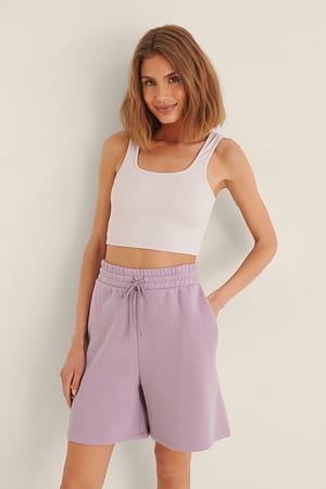 Light Lilac Cropped Ribbed Tight Singlet