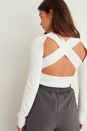 White Crossback gebreide top