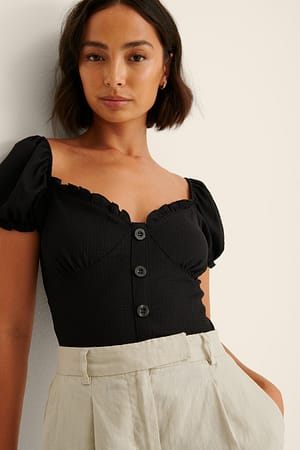 Black Cup Detail Crepe Top