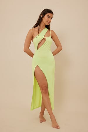 Green Cut Out Detail Midi Dress