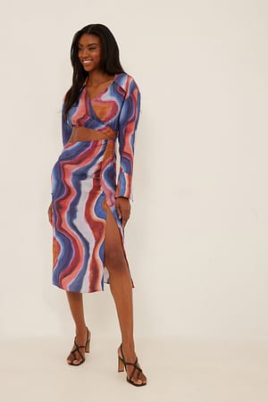 Paint Print Cut Out Shirt Dress