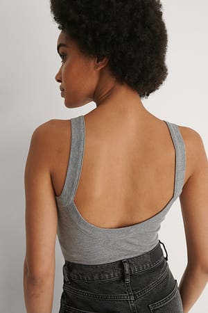 Grey Melange Deep Back Detail Body