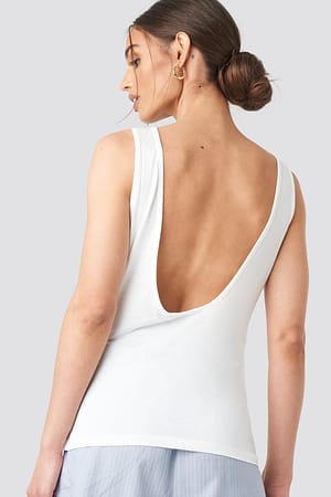 Offwhite Deep back Viscose Tank Top