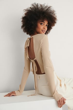 Beige Double Knot Top