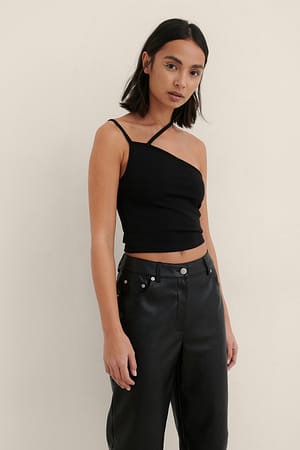 Black Jerseytop met dubbele bandjes