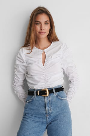 White Draping Keyhole Top