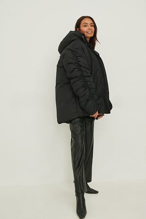 Black Drawstring Detail Oversized Jacket
