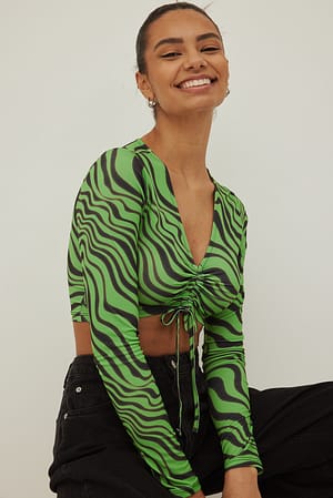 Green Print Kurzes Top