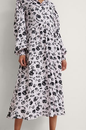Pink Flower Midi-Jurk