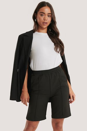 Black Naadlijn Short Met Elastische Taille