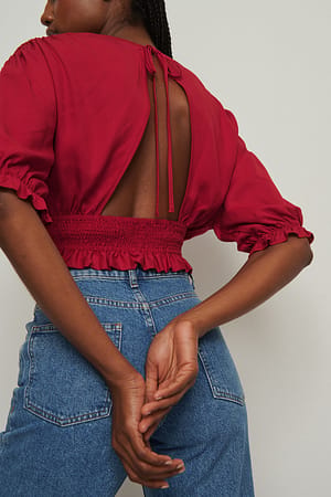 Elastic Waist V-neck Top