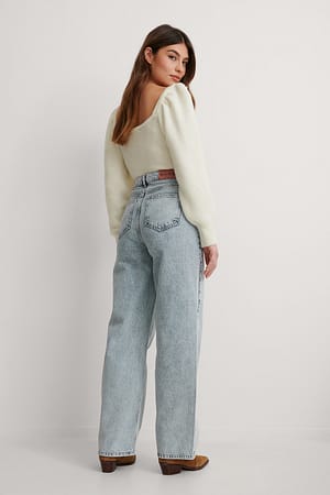 Acid Blue Økologiske denim med vide ben og høyt liv
