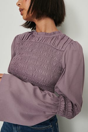 Dusty Lilac Chemisier à smocks recyclé