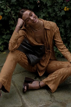 Brown Flared Jacquard Zebra Pants
