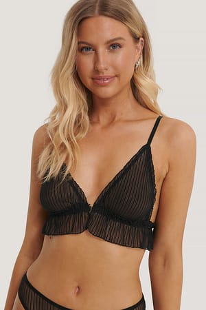 Black Gestreepte Mesh-Bh