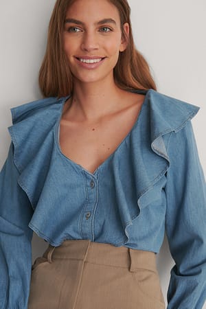 Mid Blue Flounce Shirt