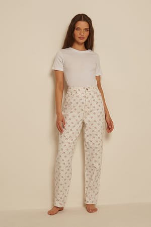 Flower Print Jeans Maman Avec Imprimé Fleur