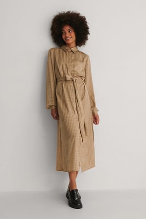 Beige Print Flowy Caftan