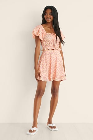 Lemon Print Wijde Minirok