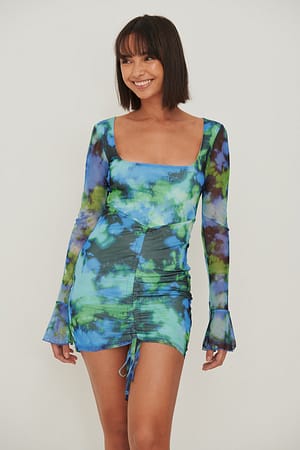 Tie Dye Kordelzug Minikleid