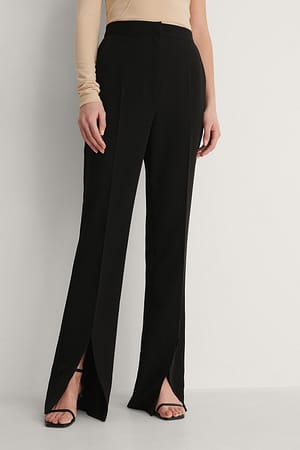 Black Front Slit Trousers