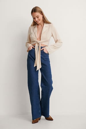 Beige Bluse Mit Schnürung Vorne