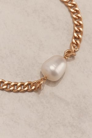Gold Armkettchen mit Perlendetail matt