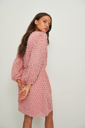 Dusty Pink Fuzzy Textured Dress