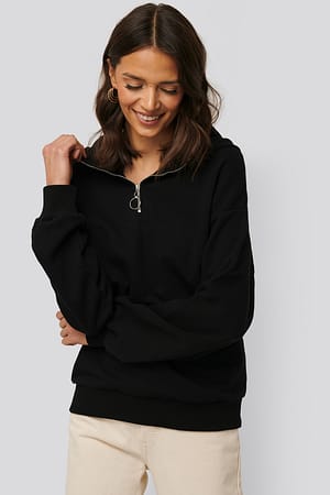 Black Half Zip-up Hoodie