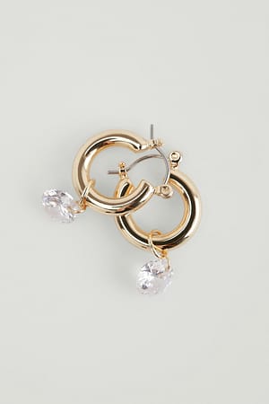 Gold Hanging Stone Recycled Hoops