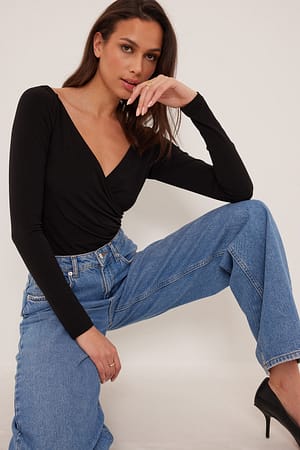 Black Heart Neckline Overlap Top