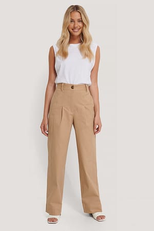 Beige Heavy Cotton-blend Pants