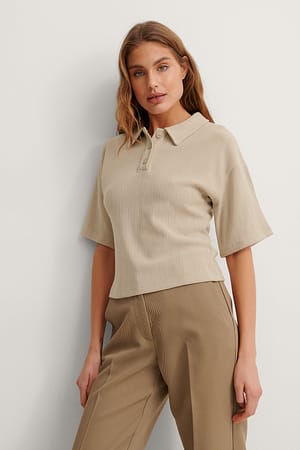 Beige Melange Haut en jersey recyclé