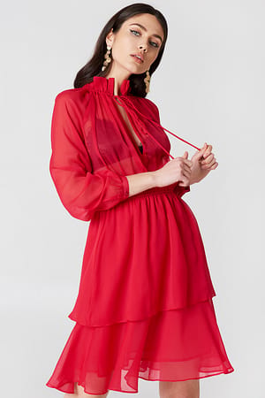High Frill Neck Dress