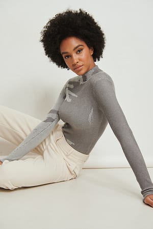 Grey Multi Hochgeschlossener Jacquard-Strickpullover