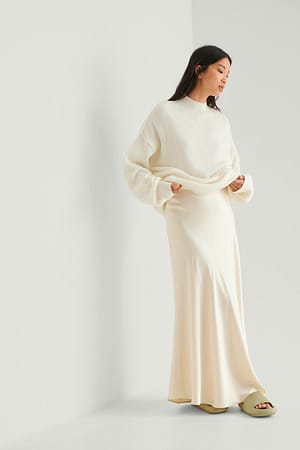Off White High Neck Knitted Sweater