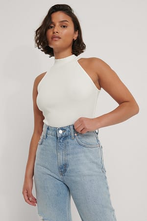 Offwhite High Neck Rib Top