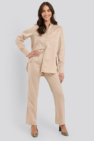 Sand High Rise Satin Pants