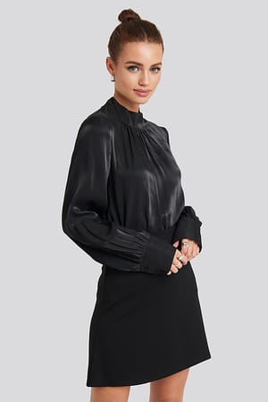 Black High Waist A-Line Skirt