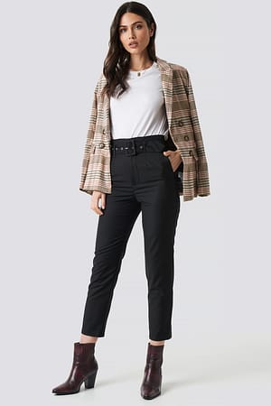Black High Waist Belted Pants