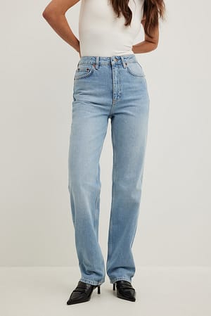 Light Blue Jeans med lige ben og høj talje