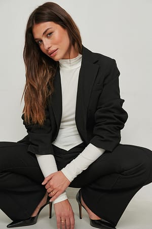 Offwhite High Neck Scarf Detail Top