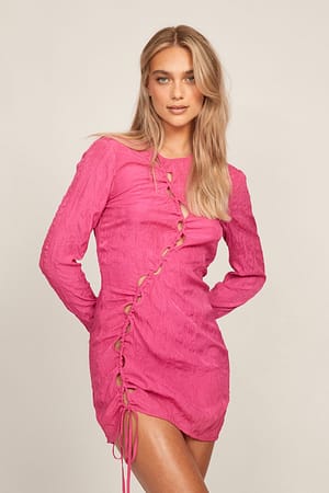 Pink Hole Details Mini Dress