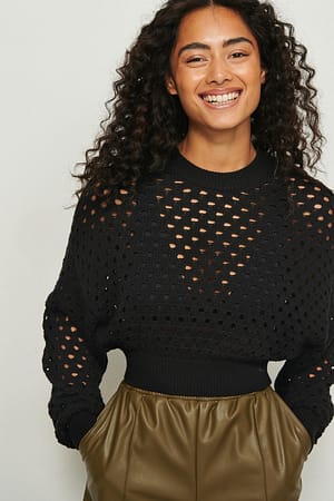 Black Hole Knitted Round Neck Sweater
