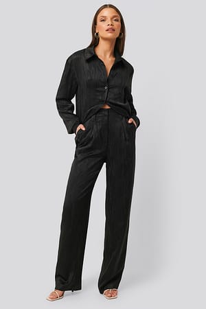 Black Pantalon De Costume Droit