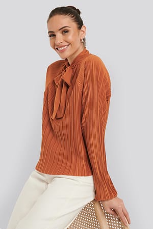 Red Jersey Plisse Boho Blouse