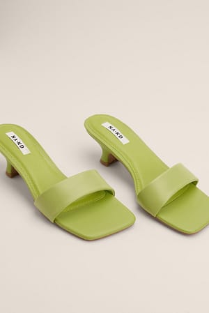Apple Green Kitten Heel Mules