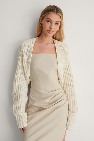 Off White Gerecycleerde gebreide bolero vest