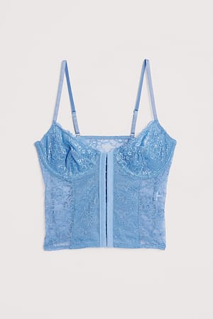 Blue Corset à armatures dentelle